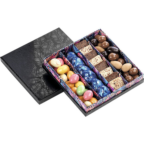 Caja cartón cuadrada chocolates 4 líneas...