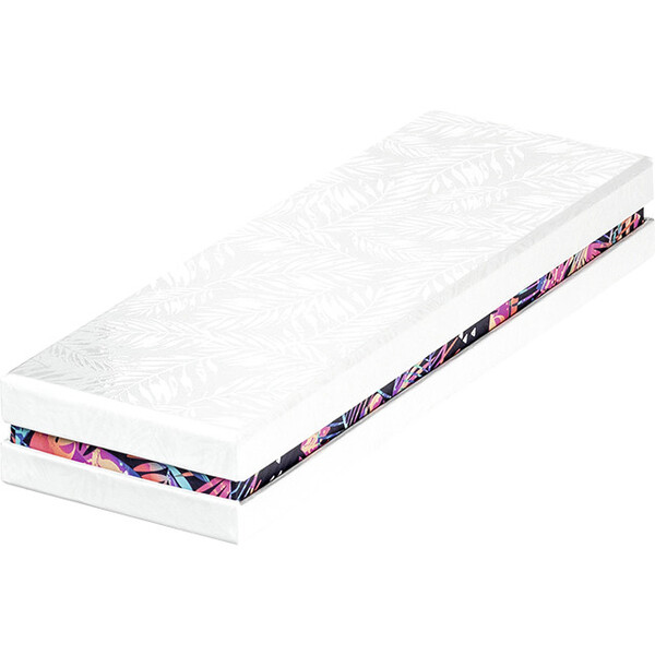 Coffret carton rectangle chocolats 2 rangées blanc/vernis sélectif/tropical-Les Bonnes Affaires 2026