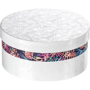 Box cardboard round white/UV printing/tropical