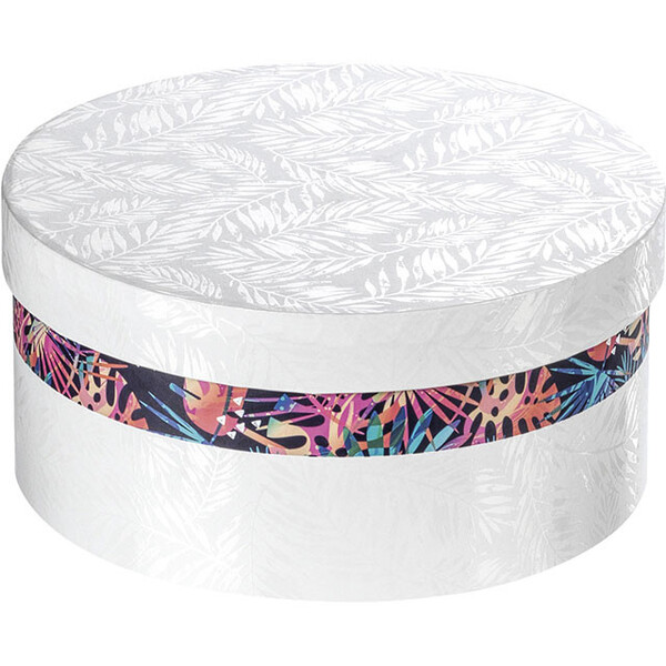 Coffret carton rond blanc/vernis sélectif/tropical-Les Bonnes Affaires 2026