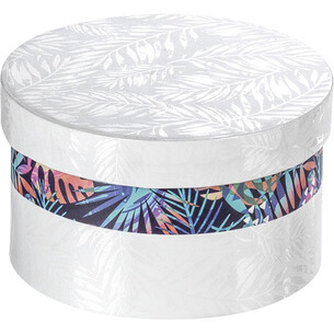Box cardboard round white/UV printing/tropical