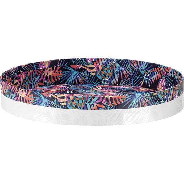 Corbeille carton ronde blanc/vernis sélectif/tropical