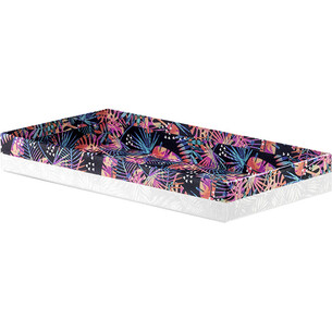 Corbeille carton rectangle blanc/vernis sélectif/tropical