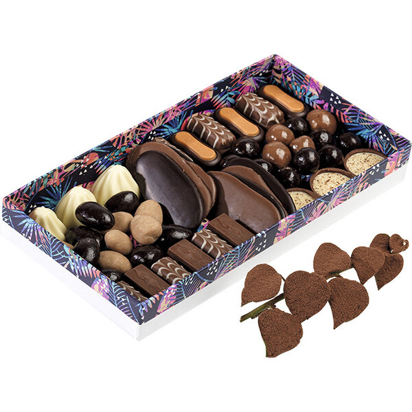 Tray cardboard rectangular white/UV printing/tropical