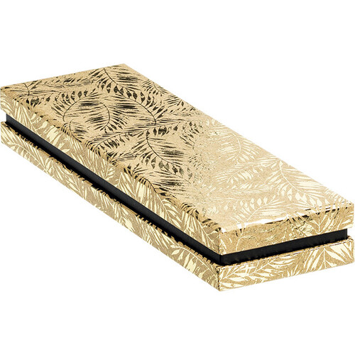 Coffret carton rectangle chocolats 2 rangées kraft/dorure à chaud or/noir