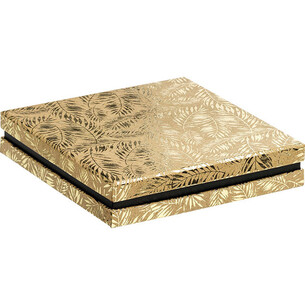 Box cardboard square chocolates 4 rows kraft/gold hot...
