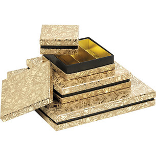 Box cardboard square chocolates 4 rows kraft/gold hot... 2