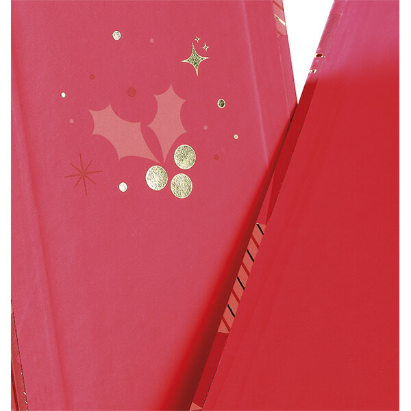 Coffret carton rectangle chocolats 2 rangées MOSAIQUE FESTIVE rouge/rose/dorure à chaud or fermeture aimant