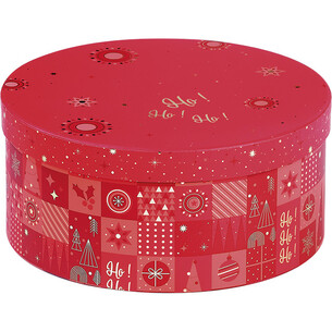 Coffret carton rond MOSAIQUE FESTIVE rouge/rose/dorure à...