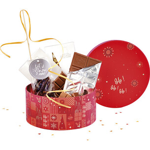 Coffret carton rond MOSAIQUE FESTIVE rouge/rose/dorure à... 2
