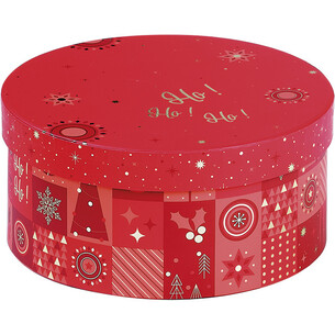 Coffret carton rond MOSAIQUE FESTIVE rouge/rose/dorure à...