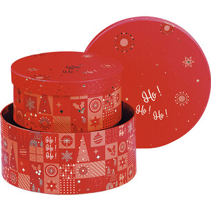Coffret carton rond MOSAIQUE FESTIVE rouge/rose/dorure à... 2