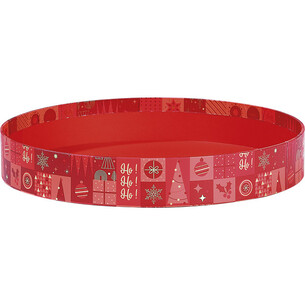 Corbeille carton ronde MOSAIQUE FESTIVE rouge/rose/dorure...