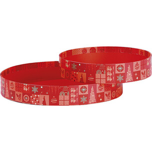 Corbeille carton ronde MOSAIQUE FESTIVE rouge/rose/dorure... 2