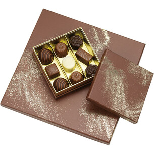 Coffret carton carré chocolats 3 rangées POUDRE D'OR... 2