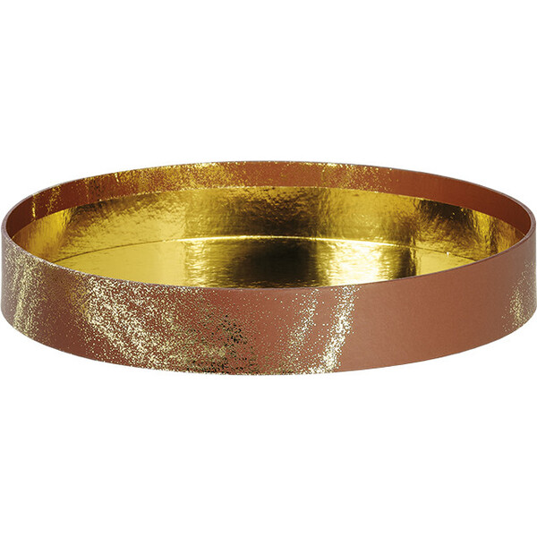 Bandeja cartón redonda POLVO DE ORO marrón/estampación en caliente dorado