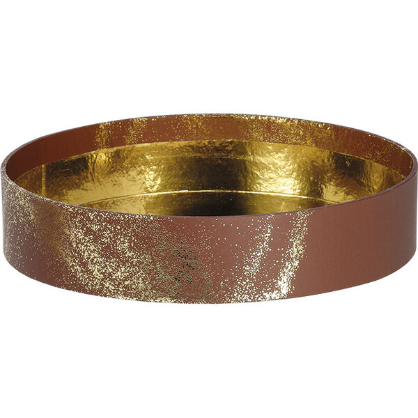 Bandeja cartón redonda POLVO DE ORO marrón/estampación en caliente dorado