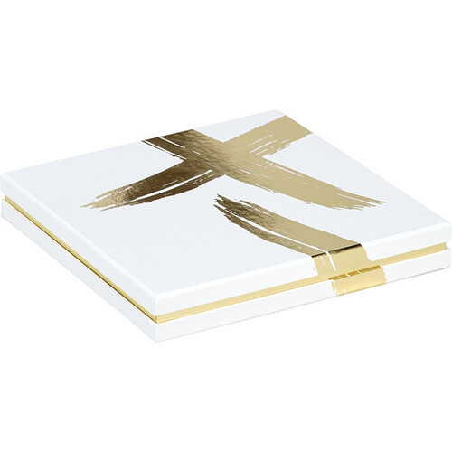 Box cardboard square chocolates 6 rows SIGNATURE white/gold hot foil stamping