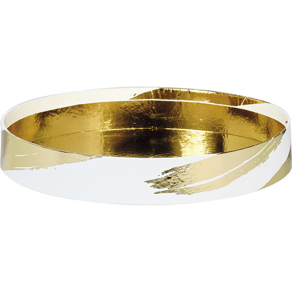 Bandeja cartão redonda ASSINATURA branco/estampagem a quente ouro