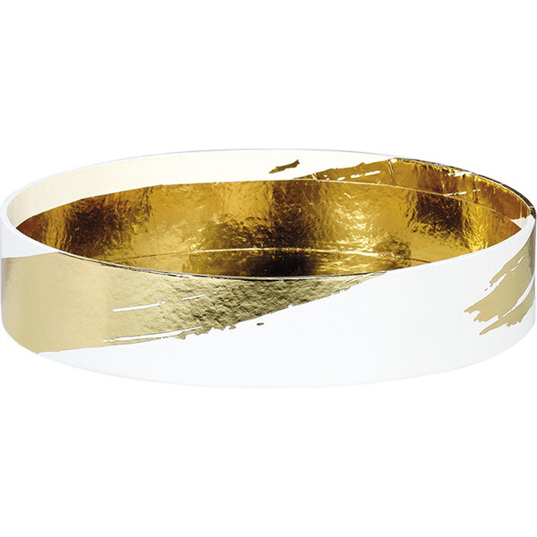 Bandeja cartón redonda SIGNATURE blanco/estampación en caliente dorado