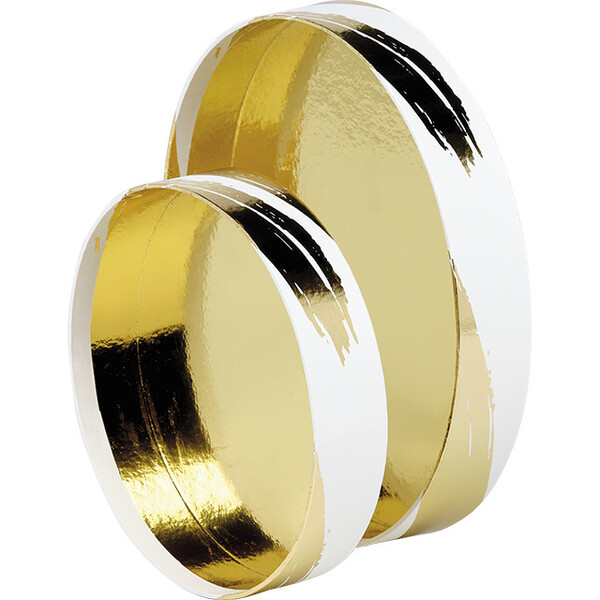 Tray cardboard round SIGNATURE white/gold hot foil stamping