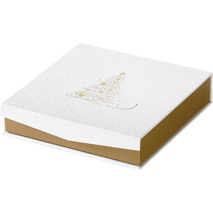 Coffret carton carré choco 4 rangées ECLATS DORES texture...