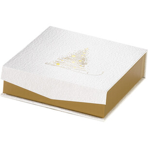 Coffret carton carré choco 3 rangées ECLATS DORES texture...