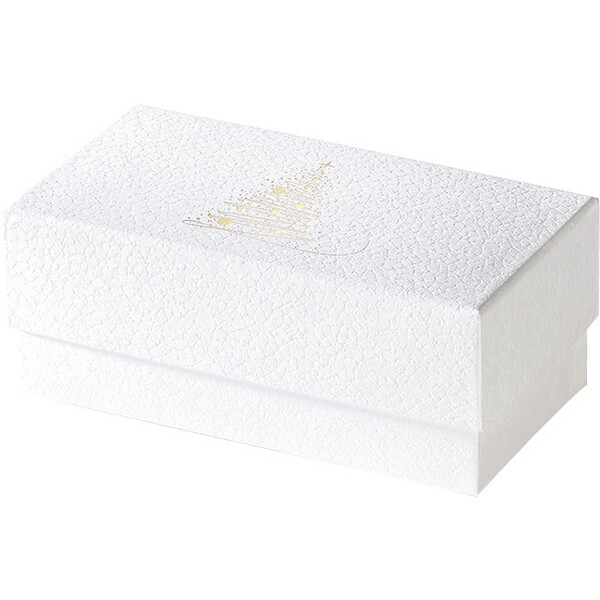 Caixa cartão chocolates BRILHOS DE OURO textura branco/estampagem a quente ouro 3 divisórias
