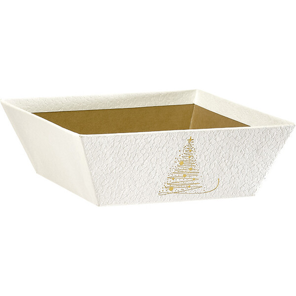 Bandeja cartón cuadrada CHISPAS DE ORO textura blanco estampación en caliente dorado