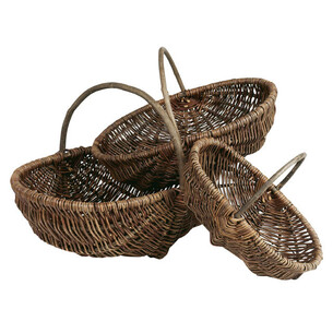 Basket wicker oval fixed handle