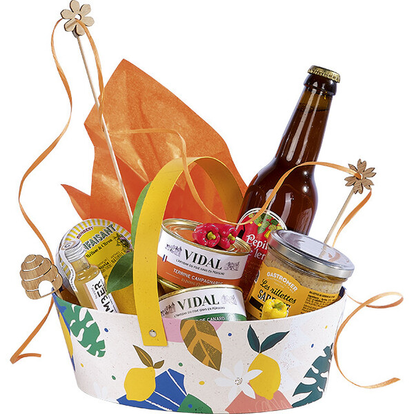 Basket cardboard oval CITRUS GARDEN foldable handle