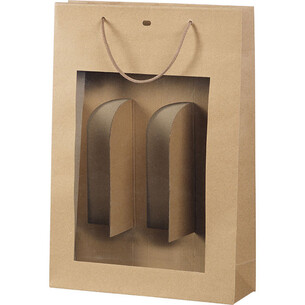 Bag Paper kraft 3 bottles PET window