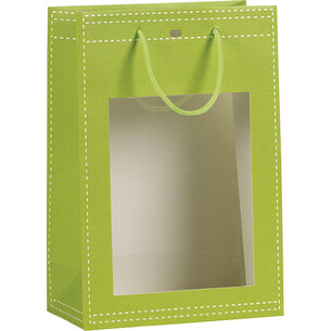Sac papier vert anis fenêtre PVC/poignées corde/oeillet... 2