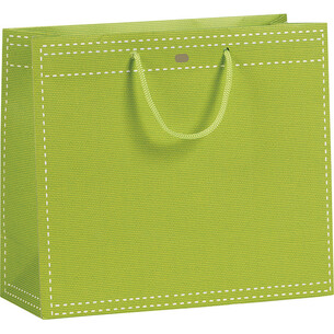 Sac papier vert anis poignées corde/oeillet de fermeture 2