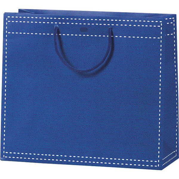Sac papier bleu poignées corde/oeillet de fermeture-Les Bonnes Affaires 2026