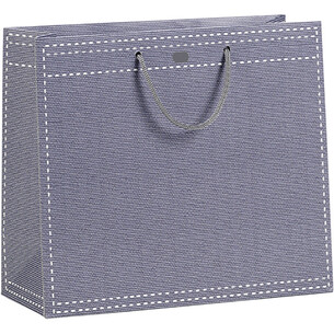 Sac papier gris poignées corde/oeillet de fermeture