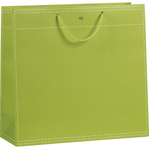 Sac papier vert anis poignées corde/oeillet de fermeture 2