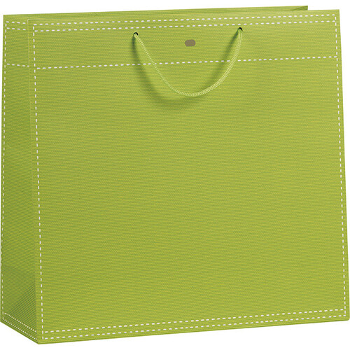 Bolsa papel verde/asas cuerda/ojal