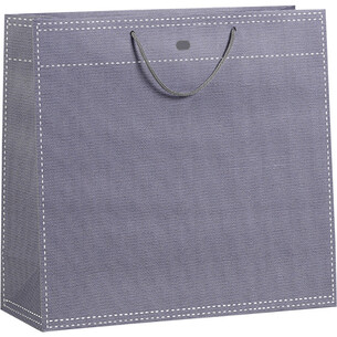 Sac papier gris poignées corde/oeillet de fermeture