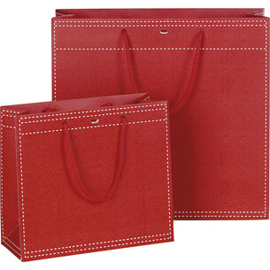 Sac papier rouge poignées corde/oeillet 2