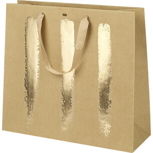 Bolsa papel kraft/dorado/asas cinta/ojal