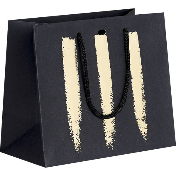 Bolsa papel negro/dorado asas cinta/ojal