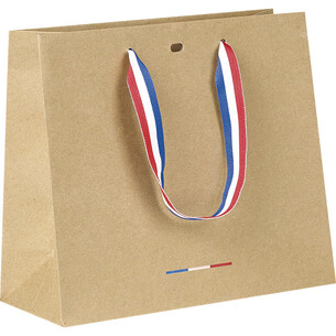 Saco de papel kraft asas fita azul/branco/vermelho