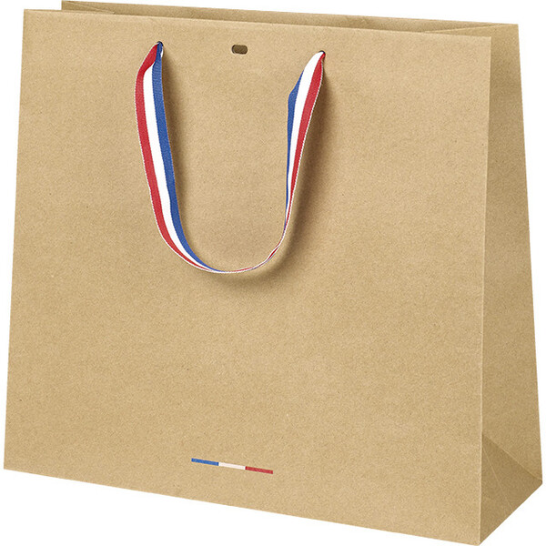 Saco de papel kraft asas fita azul/branco/vermelho