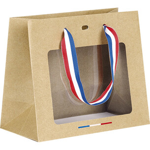 Sac papier kraft fenêtre PVC/poignées ruban...