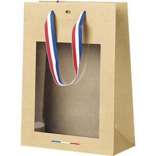 Sac papier kraft fenêtre PVC/poignées ruban...