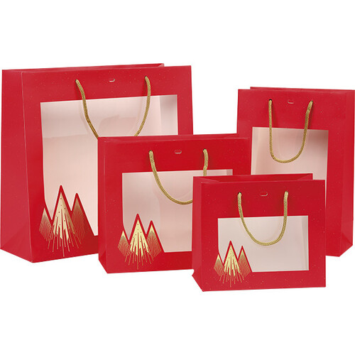 Bag paper CHRISTMAS PRESTIGE red/gold hot foil...