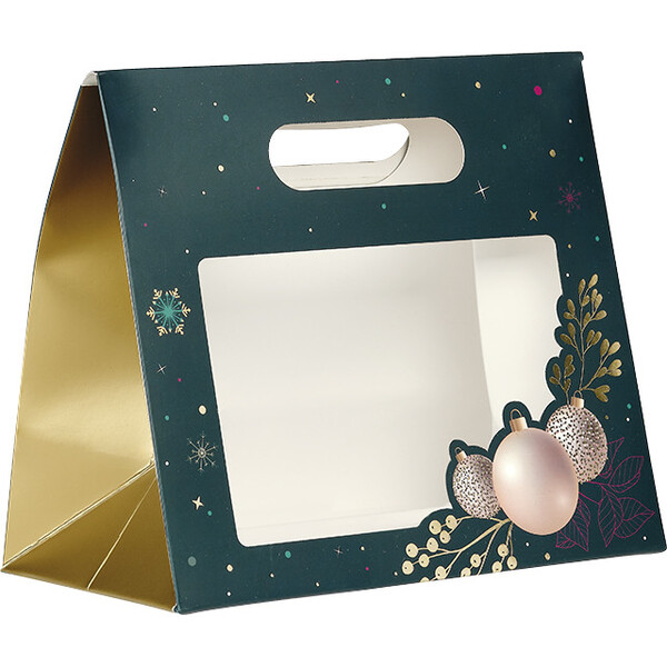 Bag paper ENCHANTED NATURE green/gold hot foil stamping/PET window/adhesive closuret