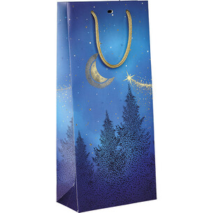 Saco papel 2 garrafas NOITE ESTRELADA azul/estampagem a...