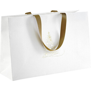 Saco papel BRILHOS DE OURO textura branco/estampagem a...